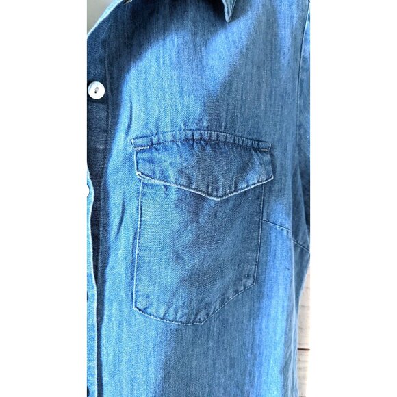 Zara Women's Denim Shirt Dress The 90th Collection Blue Midi Linen Blend Size XL - Picture 4 of 16